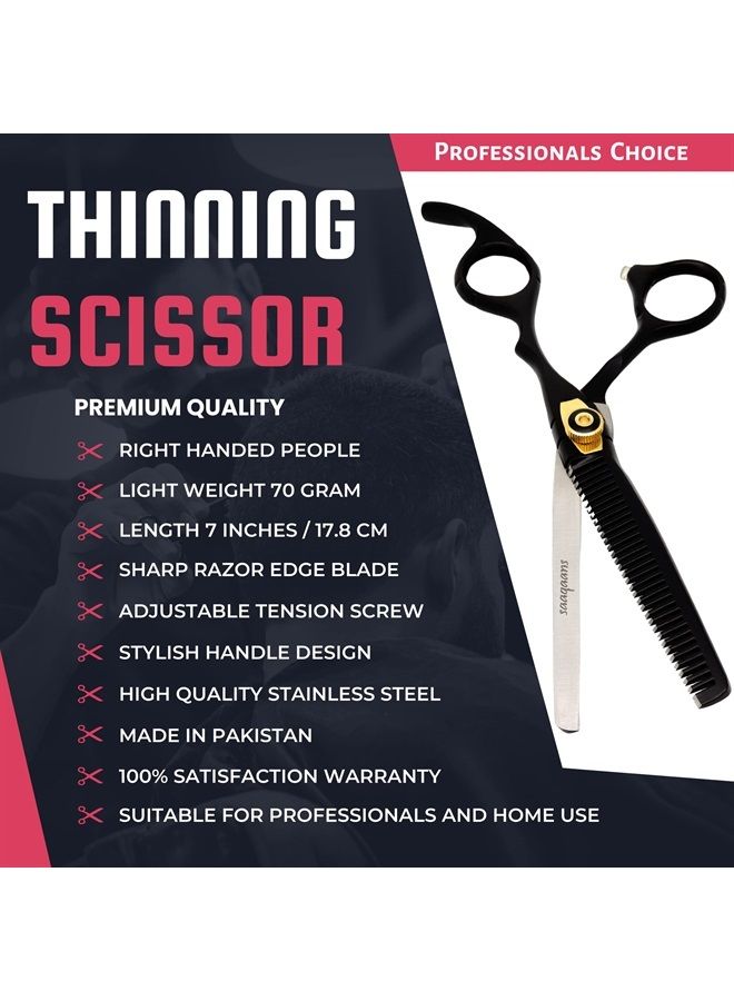 Saaqaans MSS-01 Stylish Hairdressing Scissors Set - Hair Cutting Scissor for Barber/Hairdresser/Hair Salon + Texture/Thinning Haircut Shear for Beautician + Straight Edge Razor + 10 Blades with Case - Image 4