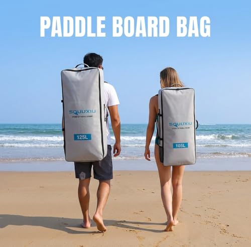 SOUUXIU Inflatable Paddleboard Backpack 105L125L Waterproof with Side Mesh Pocket Buckle Strap SUP Surfboard Bag Oxford Cloth Lightweight Paddle Board Backpack for Surfing Paddleboarding - Image 3