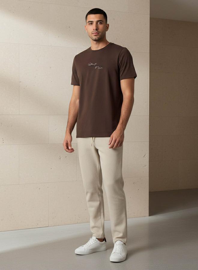 Iconic Men Slim Fit Round Neck Short Sleeve Slogan Print T shirt - Image 5