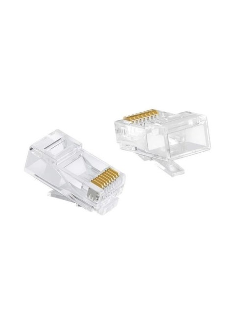 Cat6 RJ45 Ethernet Cable Crimp Connectors, UTP Network Plug for Solid Wire and Standard Cable - 100 pcs