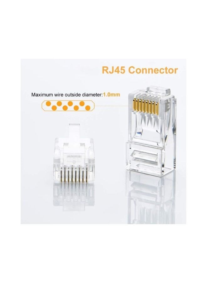 XLT - Cat6 RJ45 Ethernet Cable Crimp Connectors, UTP Network Plug for Solid Wire and Standard Cable - 100 pcs - Image 1