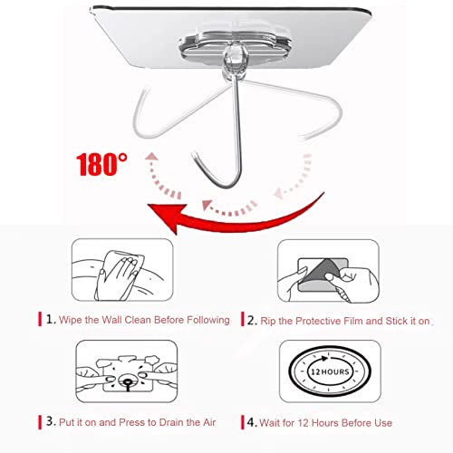 DDMY 24 Packs Hooks for Hanging Wall Hooks Transparent Reusable Waterproof Adhesive Hook for Kitchen Curtain, Towel Hook for Bathrooms, Heavy Duty Self Coat Hook for Walls No Damage - Image 5