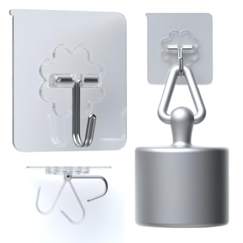 DDMY 24 Packs Hooks for Hanging Wall Hooks Transparent Reusable Waterproof Adhesive Hook for Kitchen Curtain, Towel Hook for Bathrooms, Heavy Duty Self Coat Hook for Walls No Damage - Image 1