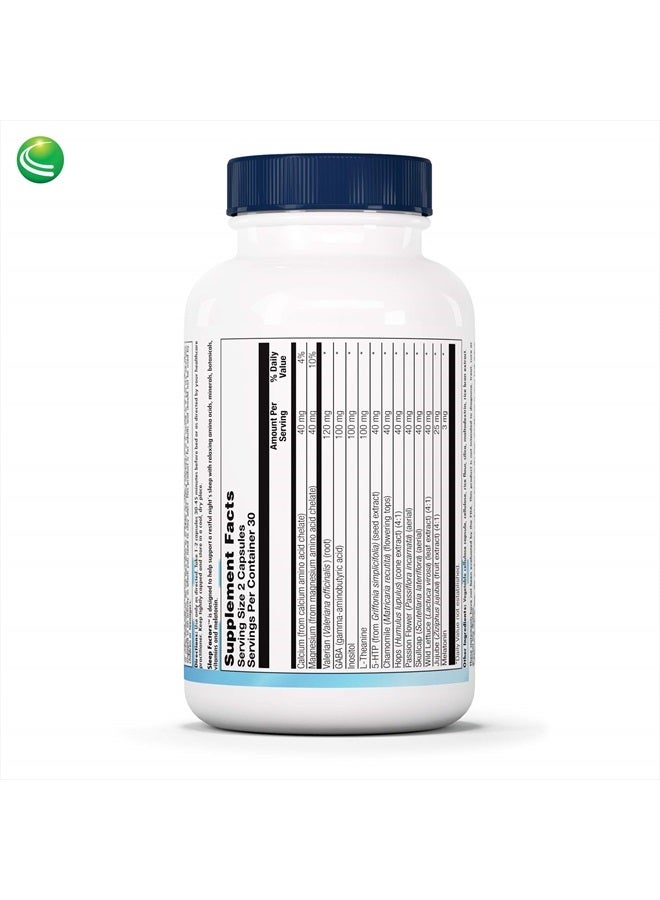 Nutra BioGenesis Sleep Factors - Sleep Aid Supplement for Adults with Melatonin, Magnesium, Valerian Root, GABA & L-Theanine, Natural Sleeping & Rest Support - 60 Veggie Capsules - Image 2