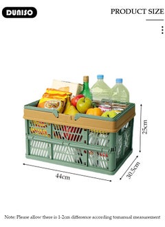 DUNISO Collapsible picnic basket,Hand-Held Picnic Basket, Portable Camping Basket, Vegetable Crates,Portable Plastic Storage Basket Grocery Bin, Kitchen Basket, Supermarket Shopping Basket  - Image 4
