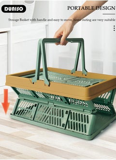 DUNISO Collapsible picnic basket,Hand-Held Picnic Basket, Portable Camping Basket, Vegetable Crates,Portable Plastic Storage Basket Grocery Bin, Kitchen Basket, Supermarket Shopping Basket  - Image 5