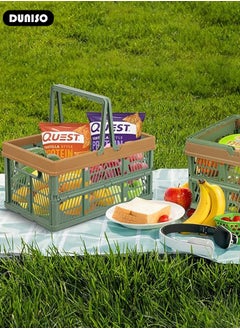 DUNISO Collapsible picnic basket,Hand-Held Picnic Basket, Portable Camping Basket, Vegetable Crates,Portable Plastic Storage Basket Grocery Bin, Kitchen Basket, Supermarket Shopping Basket  - Image 3