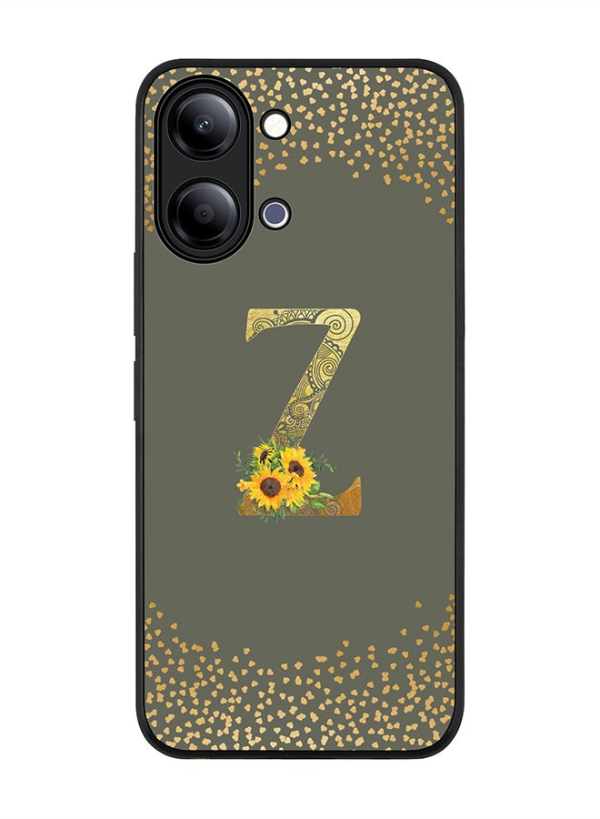Stylizedd For vivo Y21 / Y11 Case,Slim fit Camera Protection, Shockproof Thin Phone cover  - Custom Floral Monogram - Z  (Olive Green ) - Image 1