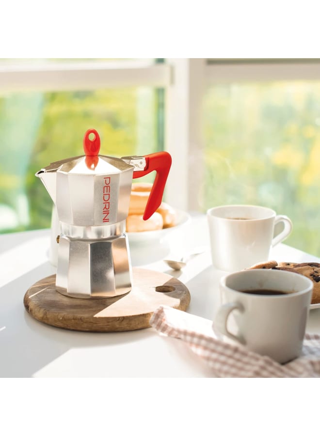 Pedrini Kaffettiera Coffeemaker, 3 Cups, Polished Alaminum, 9083 - Image 3