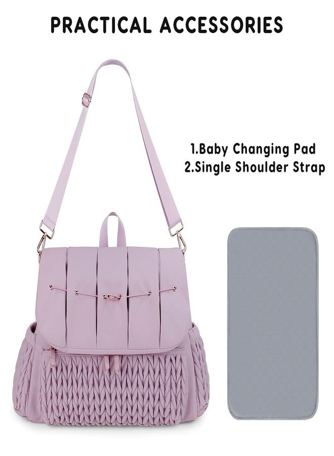 SONARIN Convertible Diaper Bag Backpack Waterproof Nappy Changing Bag Travel Mummy Bag with Changing Pad & Shoulder Strap(Purple) - Image 4