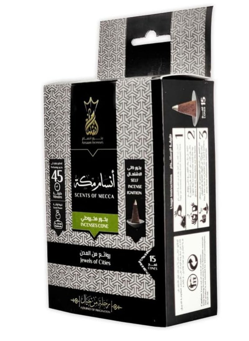 Ansaam Incenses Ansam Pyramid Incense - 15 cones in each package (Ansam Mecca) 