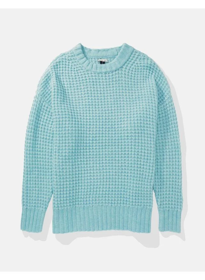 امريكان ايجل Oversized Waffle Crew Neck Sweater