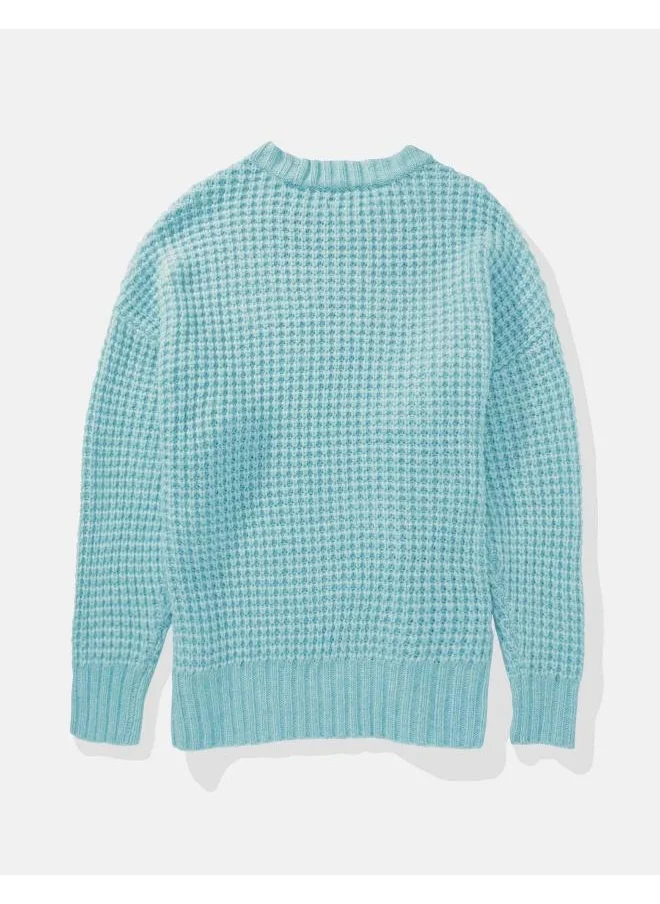 امريكان ايجل Oversized Waffle Crew Neck Sweater