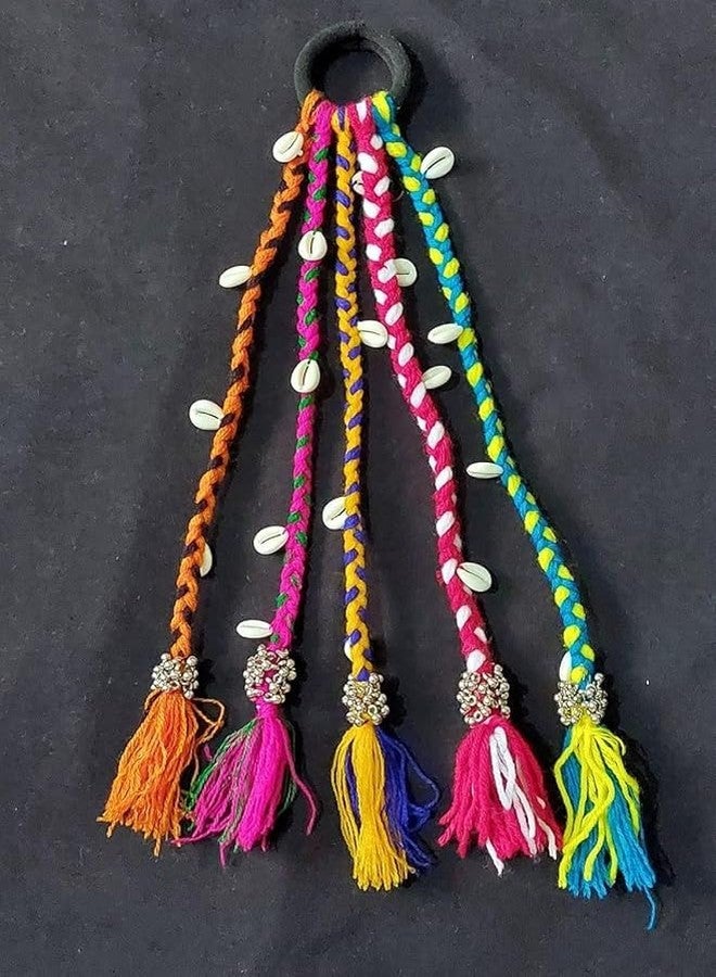 RAMPKD Navratri Look Hair braids with Rubber Bands For Rainbow Braids Hair Accessory Girl and Women (Pack of-1,Rainbow) - Image 3