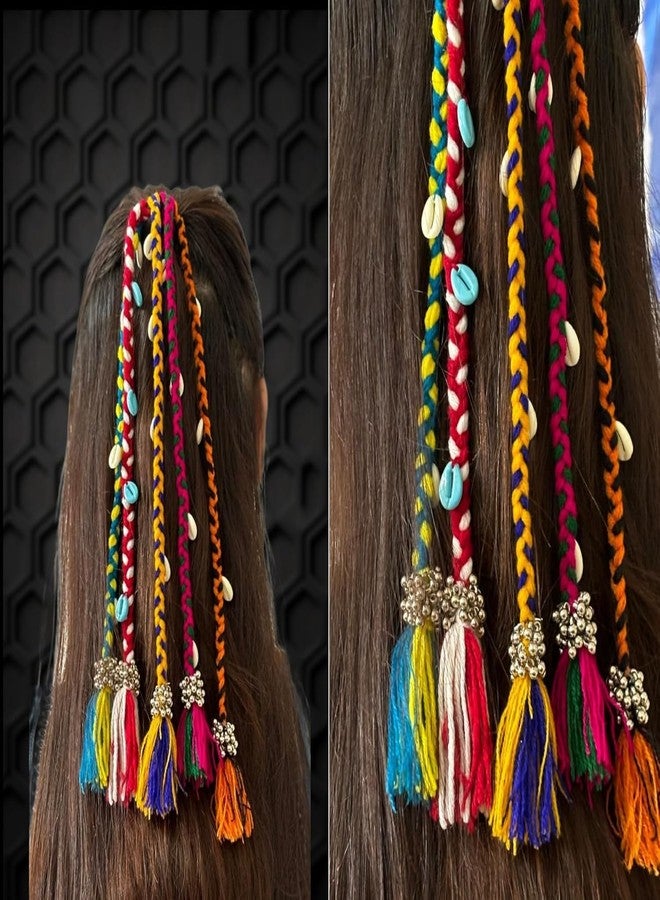 RAMPKD Navratri Look Hair braids with Rubber Bands For Rainbow Braids Hair Accessory Girl and Women (Pack of-1,Rainbow) - Image 2