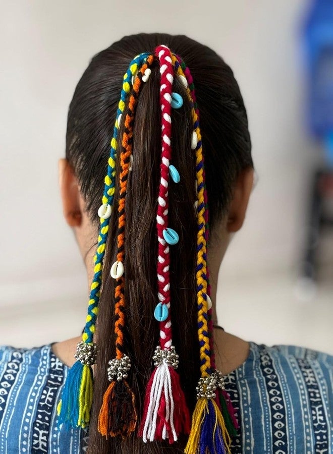 RAMPKD Navratri Look Hair braids with Rubber Bands For Rainbow Braids Hair Accessory Girl and Women (Pack of-1,Rainbow) - Image 1