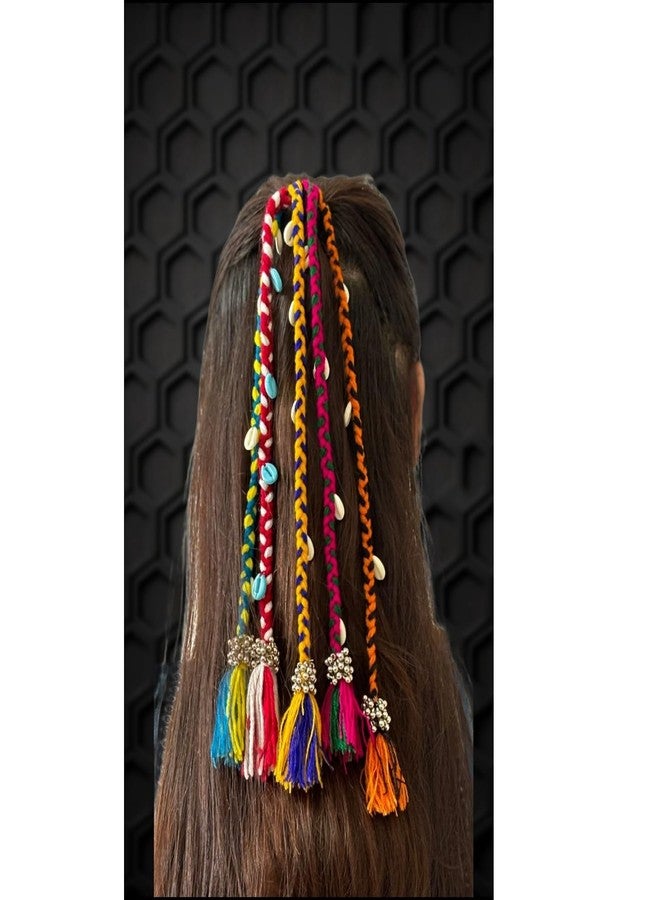 RAMPKD Navratri Look Hair braids with Rubber Bands For Rainbow Braids Hair Accessory Girl and Women (Pack of-1,Rainbow) - Image 4