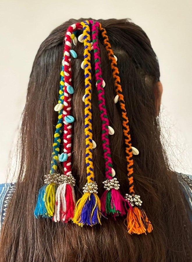 RAMPKD Navratri Look Hair braids with Rubber Bands For Rainbow Braids Hair Accessory Girl and Women (Pack of-1,Rainbow) - Image 5