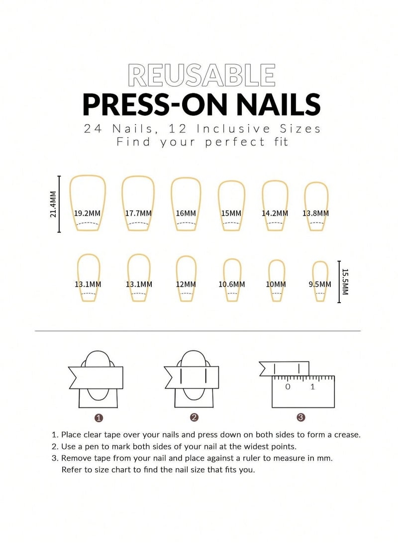 24 Pcs French Press On Nails Set – Elegant Design - Image 5