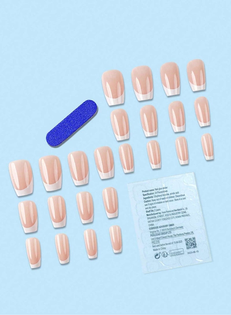 24 Pcs French Press On Nails Set – Elegant Design - Image 2