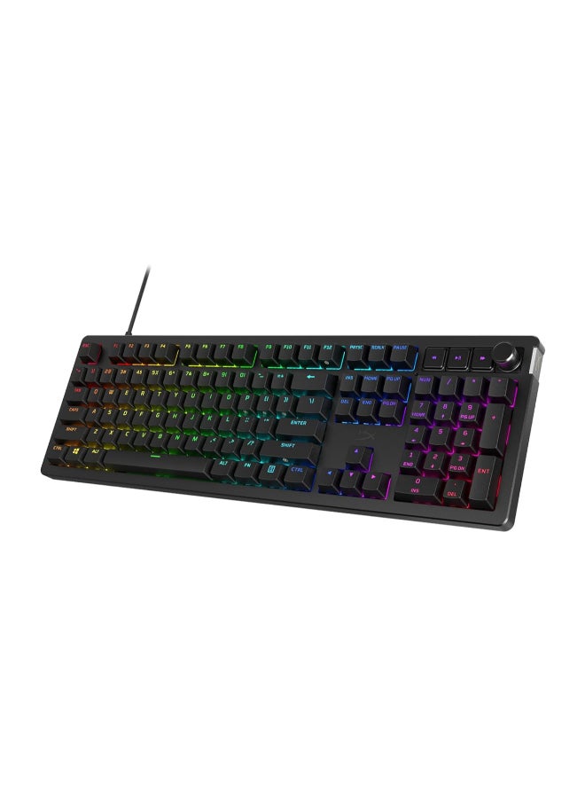 Alloy Rise – Hot-Swappable Mechanical Gaming Keyboard, PC, Ambient Light Sensor, Gasket Mounted, HyperX Linear Switches English/Arabic Layout - Black