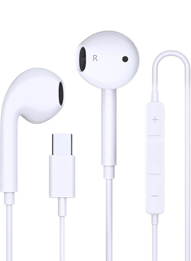 Wired Type-C earphones with microphone and controls - noise-canceling, Type-C headset compatible with iPhone 16/15 Pro Max, Samsung Galaxy S25/S24/S23/S22/Ultra - Image 1