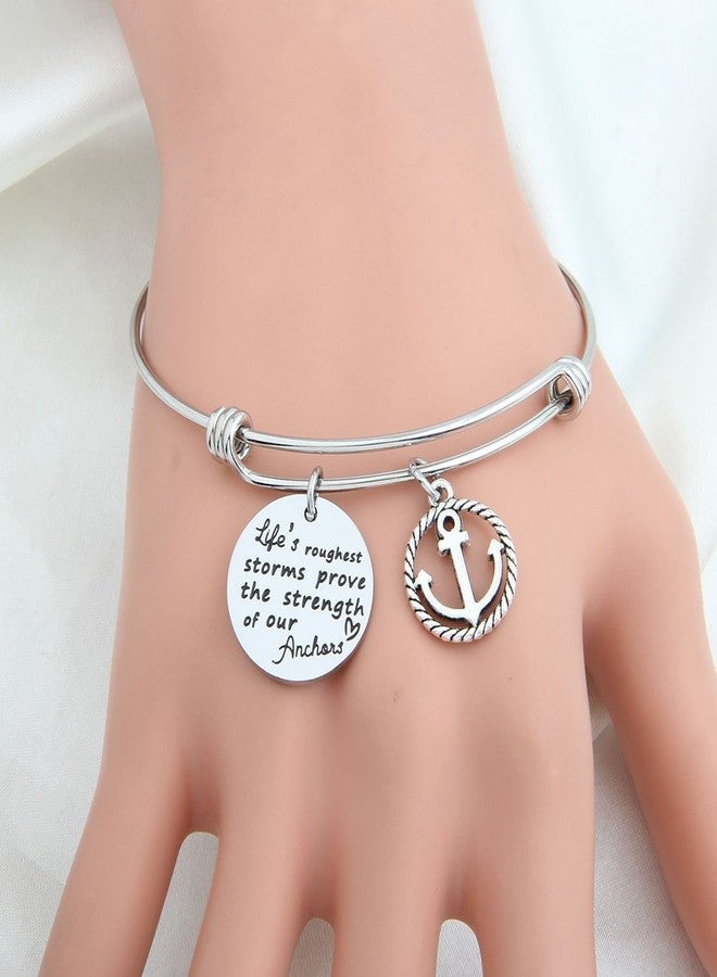 bobauna Life's Roughest Storms Prove the Strength of Our Anchors Inspirational Quote Adjustable Wire Bangle Bracelet (anchor bracelet) - Image 5