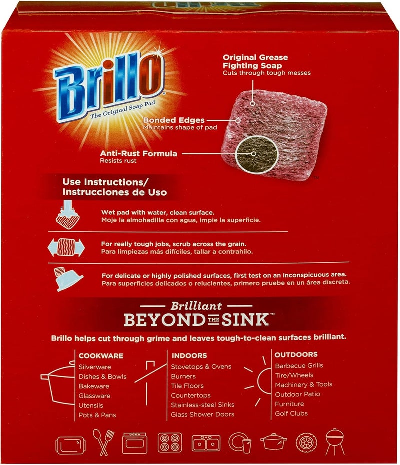 Brillo Steel Wool Soap Pads, Long Lasting, Original Scent Cleaning, 18 Count (Original, 18 Count (Pack of 2)) - Image 2