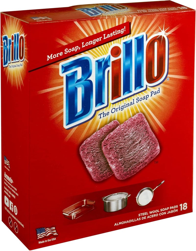 Brillo Steel Wool Soap Pads, Long Lasting, Original Scent Cleaning, 18 Count (Original, 18 Count (Pack of 2)) - Image 3