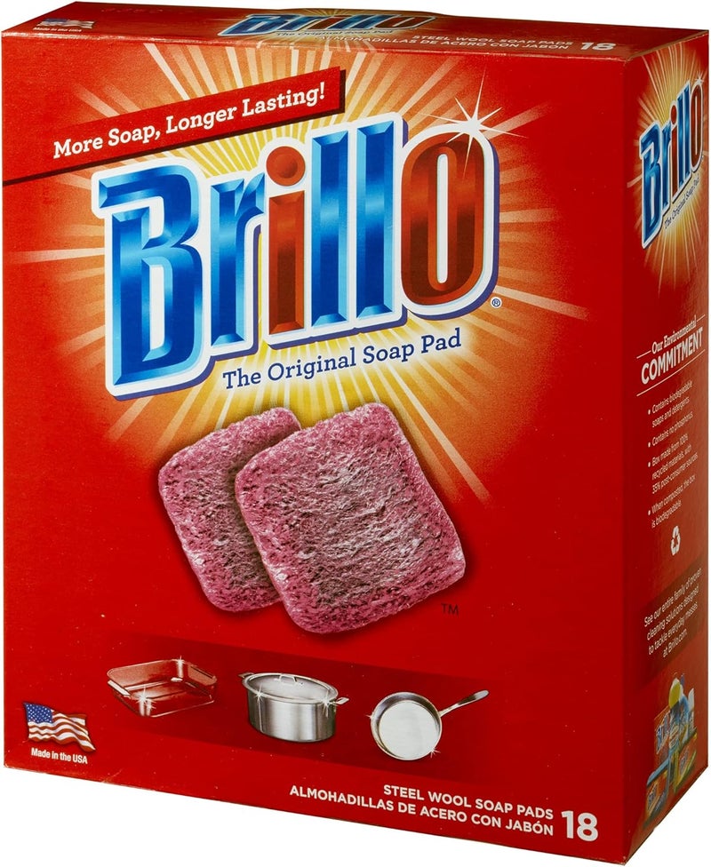 Brillo Steel Wool Soap Pads, Long Lasting, Original Scent Cleaning, 18 Count (Original, 18 Count (Pack of 2)) - Image 4