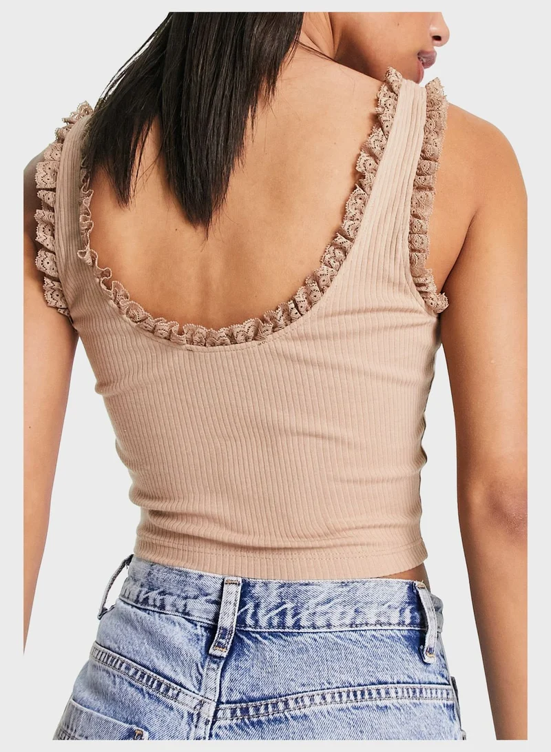 Miss Selfridge 2 Pack Lace Detail Top