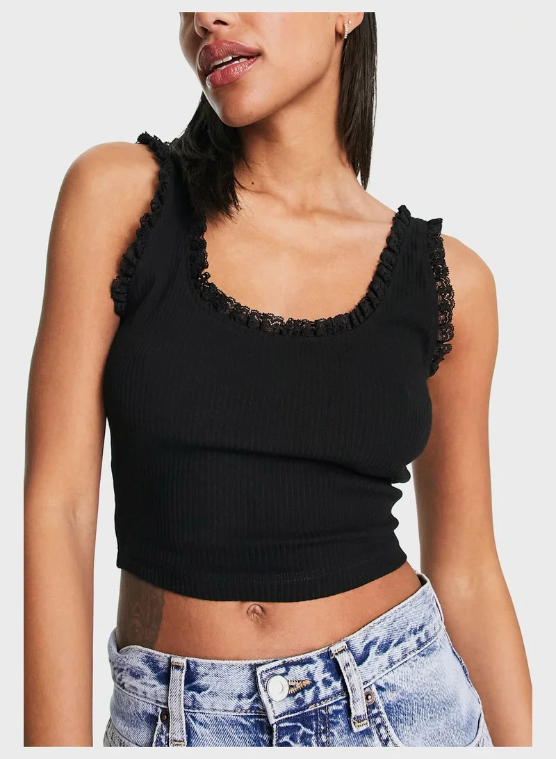 Miss Selfridge 2 Pack Lace Detail Top