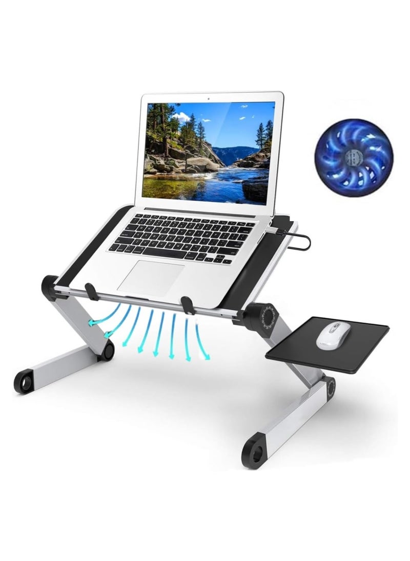XICEN - Height Adjustable Laptop Table  with Cooling Fan, Foldable Notebook Computer Holder, for Bed Sofa Office - Image 1