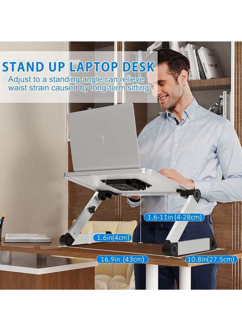 XICEN - Height Adjustable Laptop Table  with Cooling Fan, Foldable Notebook Computer Holder, for Bed Sofa Office - Image 1