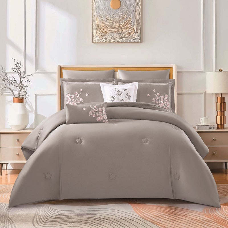 ليفور مفرش صيفي قطن 100% فاخر مناسب لمقاس سرير مزدوج 200 x 200 cm سم من ليفوري مكون من 8 قطع 250 غرزة - Image 1