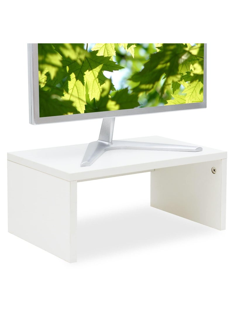 TEAMIX TEAMIX 67 inch Height Monitor Stand Riser Wood Monitor Riser with Storage for Desk Small Monitor Stand TVScreenPCLaptop Riser Computer Stand Desktop Shelf WhiteHigher 