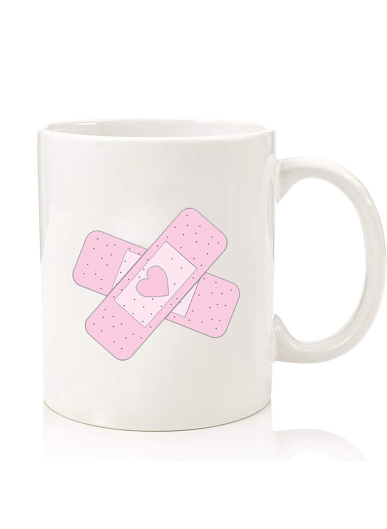 Theodor Premium Quality Two Sided Printed Coffee Mug Tea Cup For Home Office, Kids Men Women Bandaid - Image 1