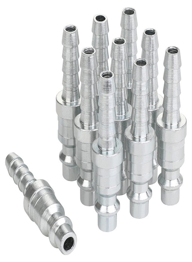 JOROY 1/4 Air Plug with Hose Barb, Industrial M-Type Fittings, 1/4 Inch Flow Size. 1/4 Inch Hose Barb, Steel Material, 300PSI, 10 Pieces Air Compressor Hose Fittings - Image 1