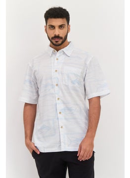 QUIKSILVER Men Regular Fit Allover Print Short Sleeve Casual Shirt, White  - Image 1