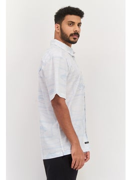 QUIKSILVER Men Regular Fit Allover Print Short Sleeve Casual Shirt, White  - Image 4