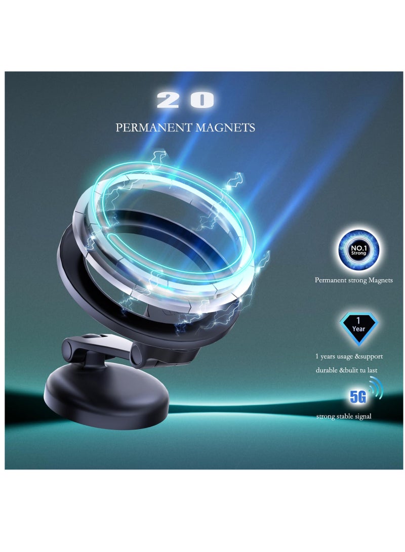 Magnetic Car Phone Holder for iPhone 15 14 13 12 Pro Max and All Phones, Foldable Zinc Alloy Design for Hands-Free Use, Upgraded Version - Image 2