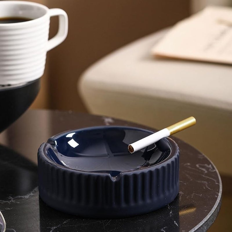 Ceramic Ashtray With Vertical Stripes For Home Office Desktop Or Patio C L - Image 4