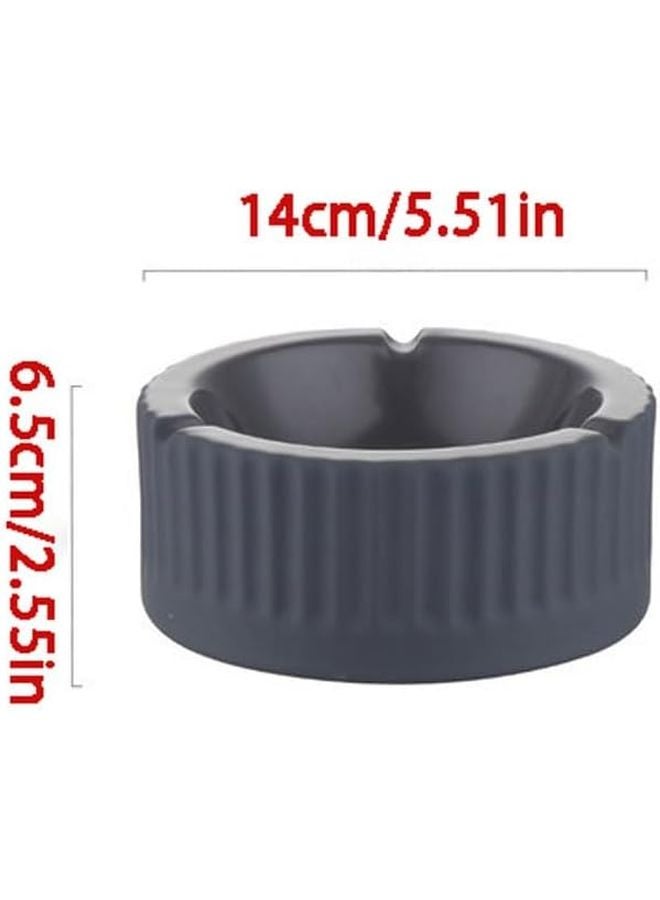 Ceramic Ashtray With Vertical Stripes For Home Office Desktop Or Patio C L - Image 1