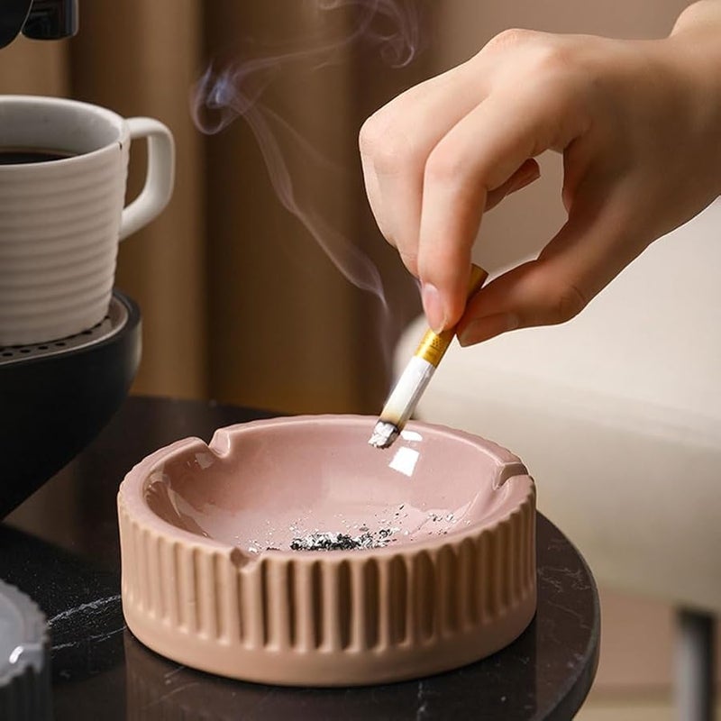 Ceramic Ashtray With Vertical Stripes For Home Office Desktop Or Patio C L - Image 5