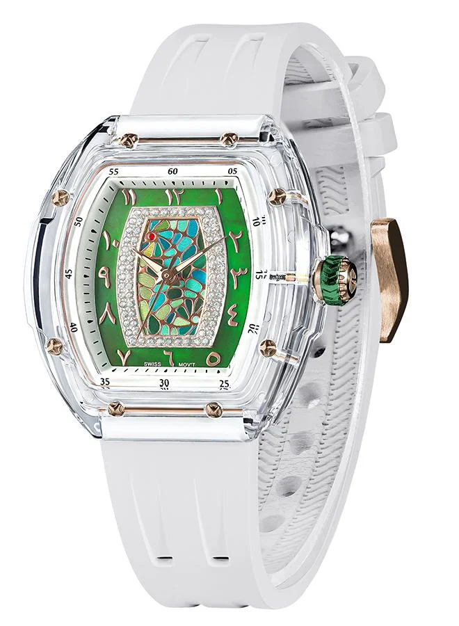 TSAR BOMBA Nucleus Femme Series 35mm Women's Watch with White Premium Rubber Strap