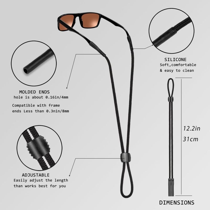 Glasses Strap 6-Pack 12.6-Inch Nylon Rope - Secure Fit For Active Lifestyles Eyeglass Holder for Outdoor Sports, Hiking, Biking And All Glasses Wearers - Image 5