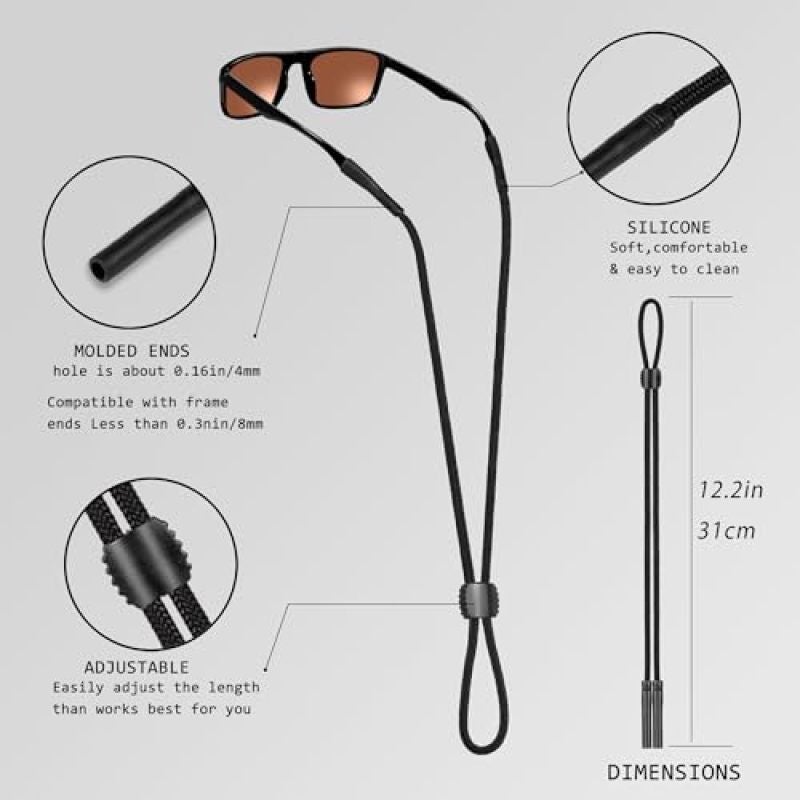 Glasses Strap 6-Pack 12.6-Inch Nylon Rope - Secure Fit For Active Lifestyles Eyeglass Holder for Outdoor Sports, Hiking, Biking And All Glasses Wearers - Image 2