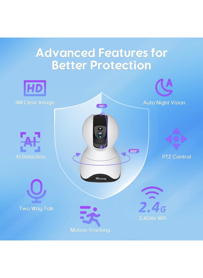 Vimtag Vimtag FI-362C 2MP CCTV Camera for Home 2.4gHz WiFi 360 Degree 1080P Security Camera for Shop Indoor Baby Night Vision 2-Way Audio Cloud Storage/SD Card Support 2 Years Warranty  - Image 2