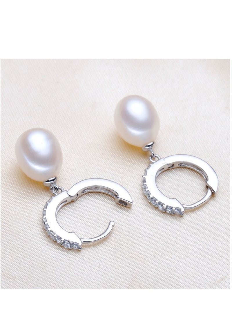 MissTiara Freshwater White Pearl Drop Earrings S925 Sterling Silver Dangle Pearl Earrings for Women  - Image 2