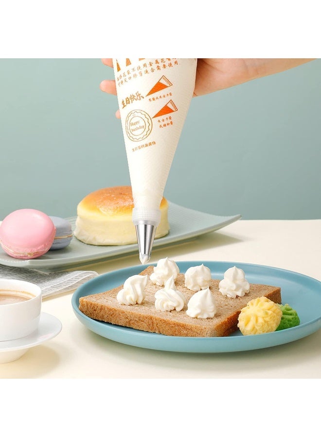 إي سي في في 100 قطعة من أدوات تزيين الكيك على شكل نافورة ثلج وحلوى ناعمة وحقيبة تزيين الخبز وحقيبة أنابيب للاستخدام مرة واحدة، بيضاء، صغيرة 16 × 25 سم - Image 2